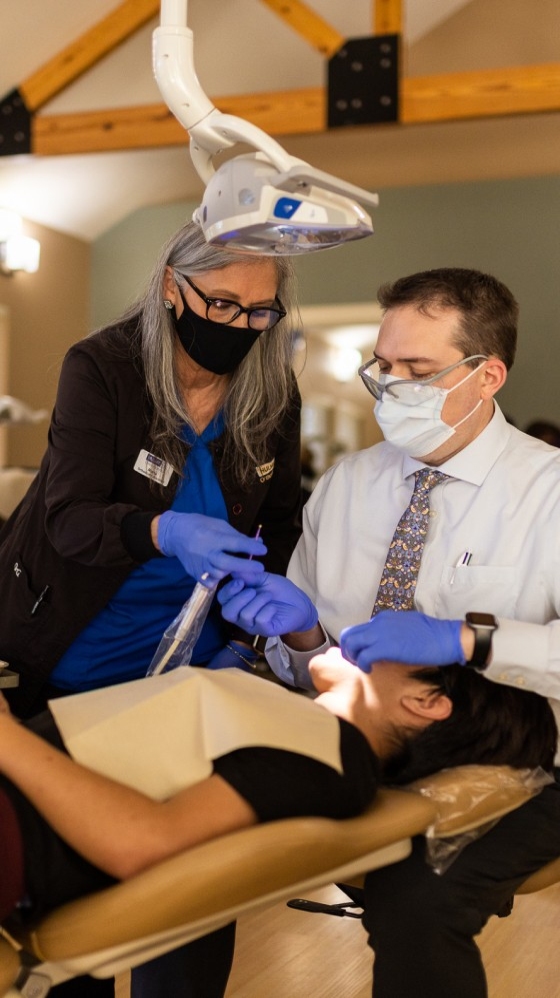 Dr. Hulme and patient